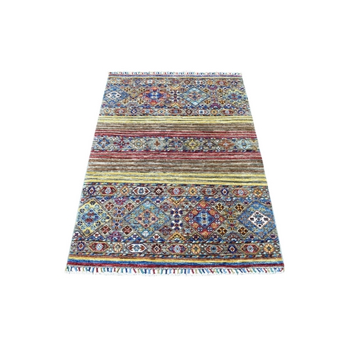 All New Hand Knotted Pure Velvety Wool In A Colorful Palette Super Kazak Khorjin Oriental 