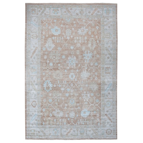 Oversize Almond Brown Angora Oushak Extremely Durable Organic Wool Hand Knotted Oriental Rug