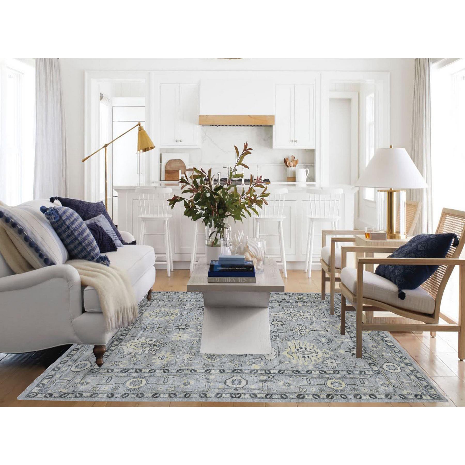 Oushak-And-Peshawar-Hand-Knotted-Rug-342375