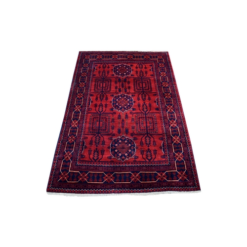 Deep and Saturated Red Afghan Khamyab with Vegetable Dyes Hand Knotted Denser Weave with Shiny Wool Oriental 