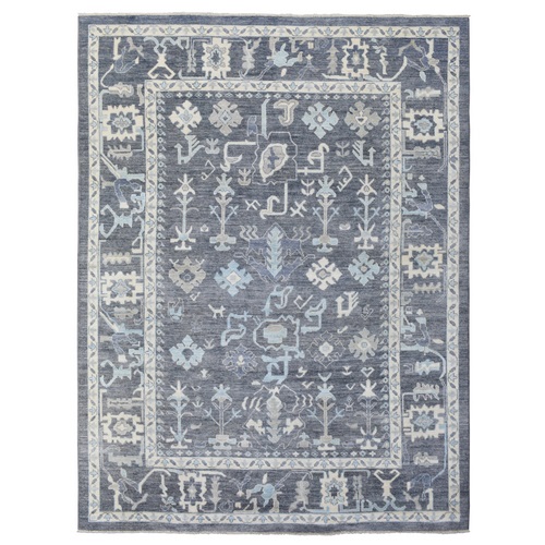 Gray, Angora Oushak with Soft Colors, Extra Soft Wool Hand Knotted, Oriental 