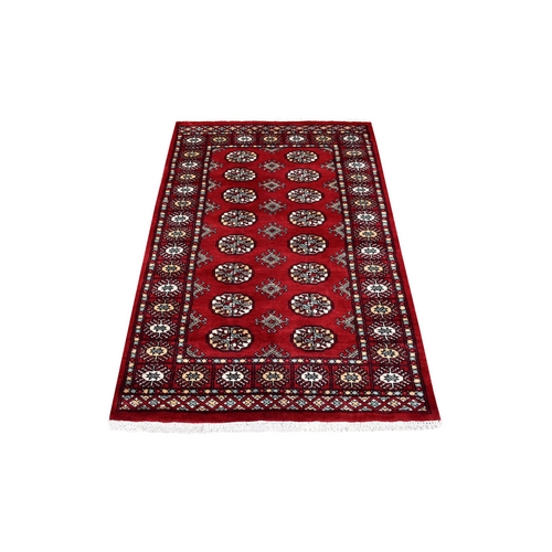 Hand Knotted Extremely Durable Wool Deep and Rich Red Mori Bokara Oriental Rug