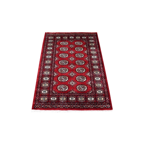 Deep and Rich Red Mori Bokara Pure Wool Hand Knotted Oriental Rug