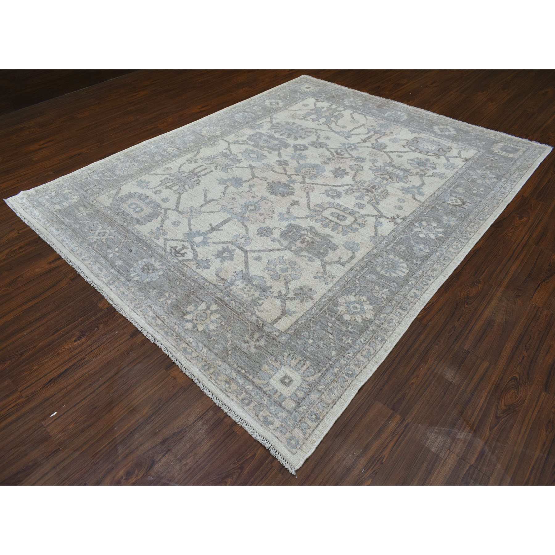 Oushak-And-Peshawar-Hand-Knotted-Rug-348170