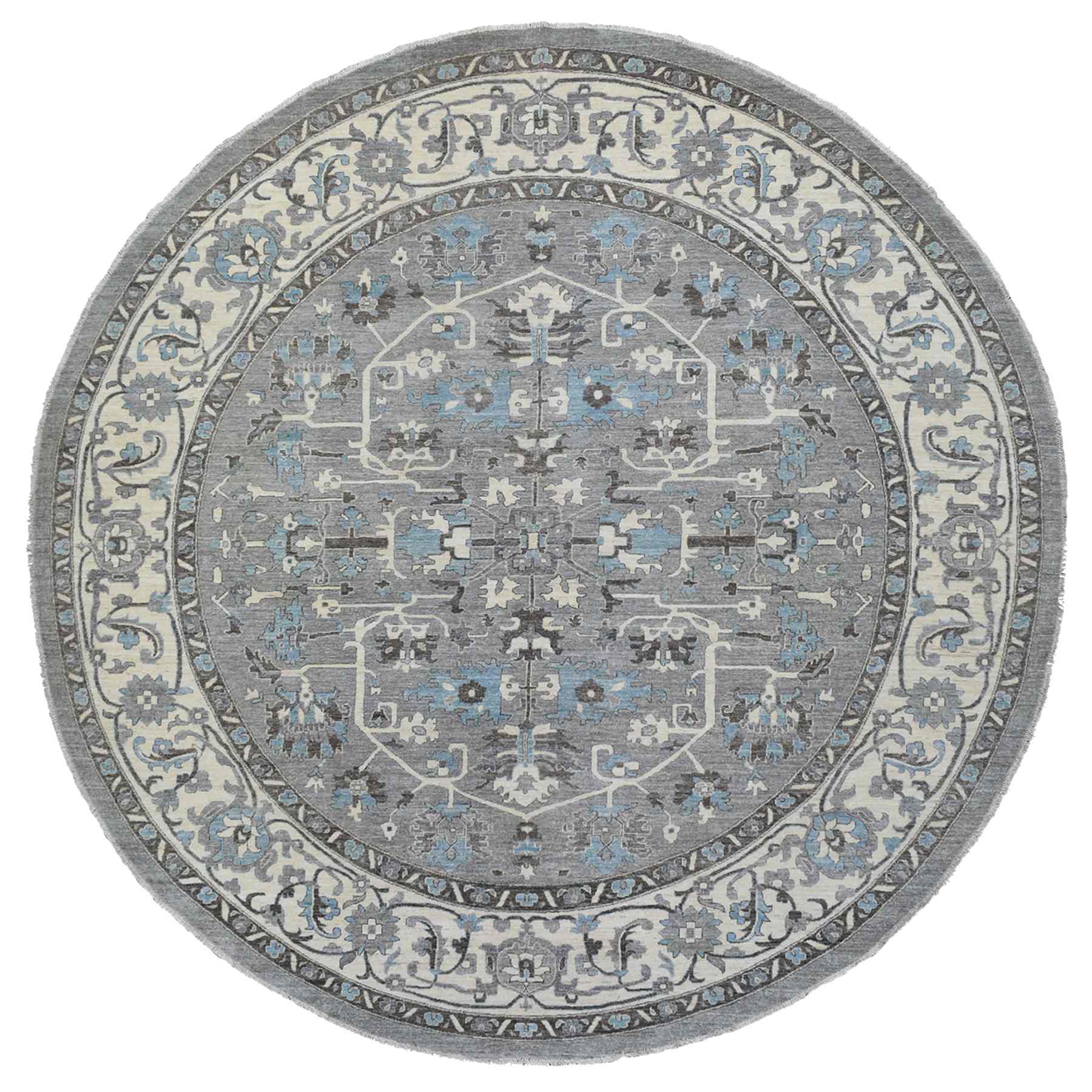 Oushak-And-Peshawar-Hand-Knotted-Rug-348260