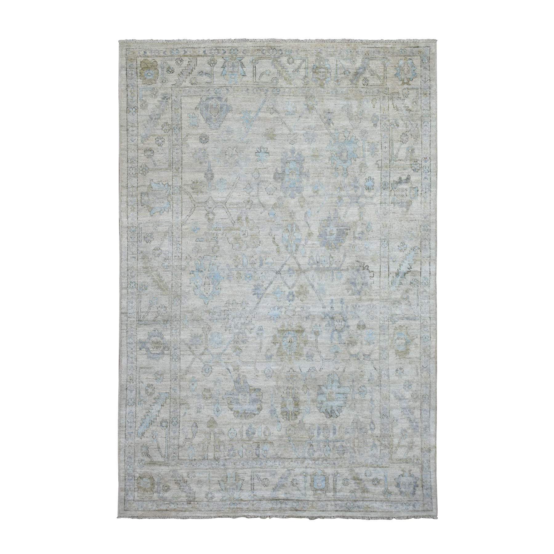 Oushak-And-Peshawar-Hand-Knotted-Rug-348420