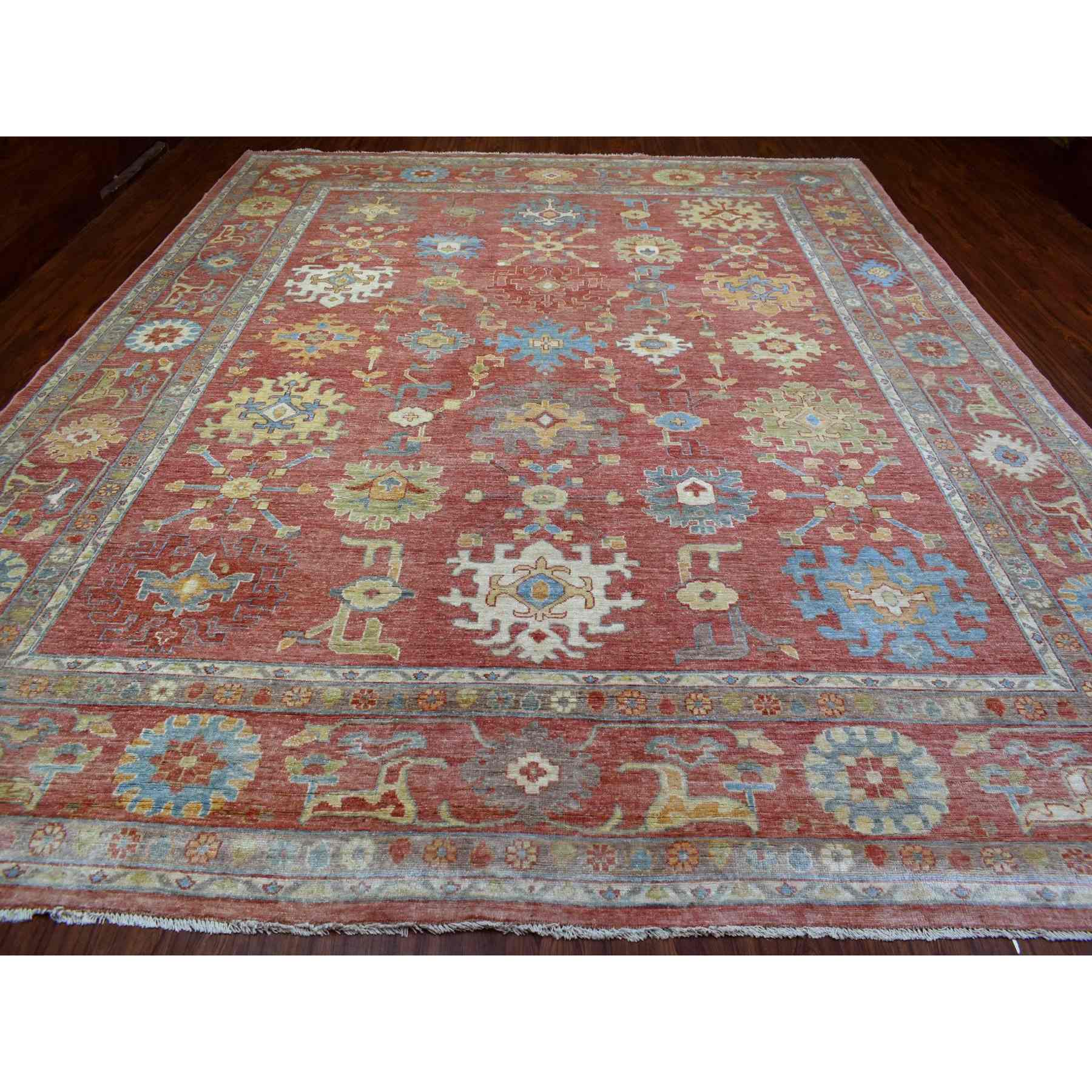 Oushak-And-Peshawar-Hand-Knotted-Rug-349495