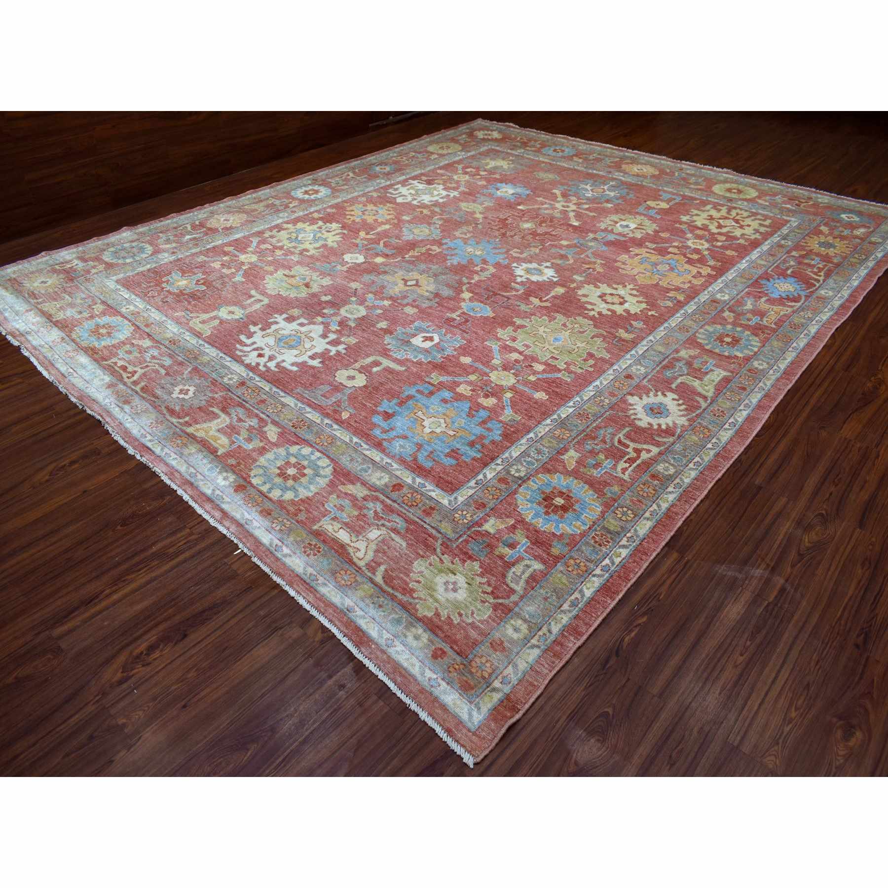 Oushak-And-Peshawar-Hand-Knotted-Rug-349495