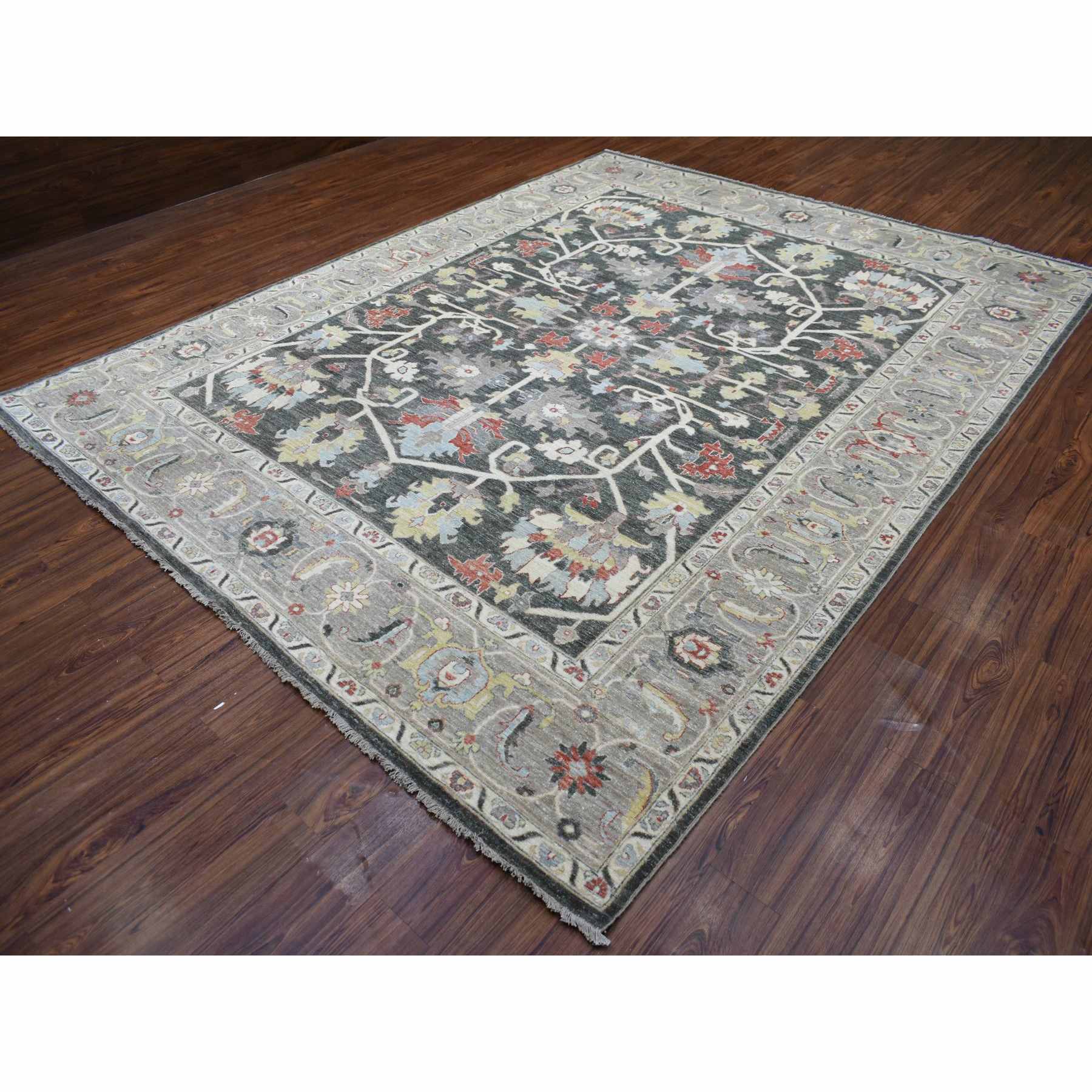 Oushak-And-Peshawar-Hand-Knotted-Rug-349690