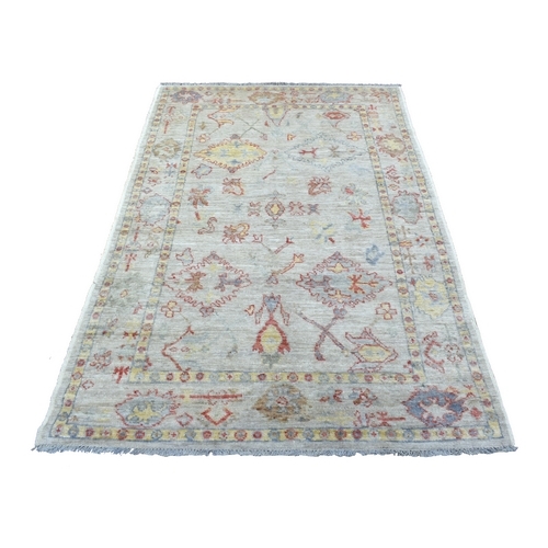 Gray Angora Oushak with Beautiful Color Pattern, Natural Wool Hand Knotted Oriental 