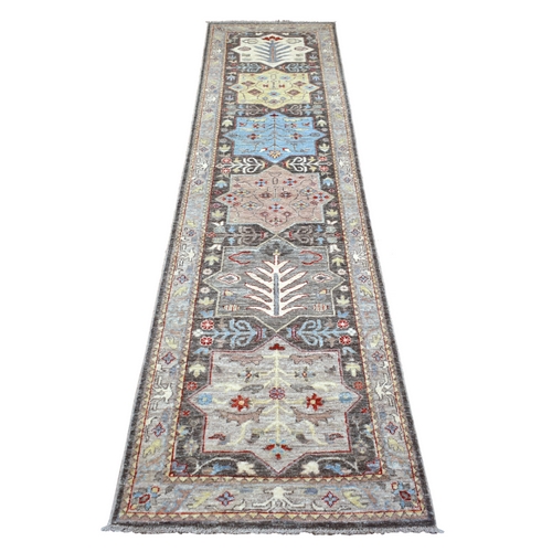 Rich Black Afghan Peshawar with Medallions Caucasian Design Extremely Durable Hand Knotted Oriental Runner Rug Rich Black Afghan Peshawar with Medallions Caucasian Design Extremely Durable Hand Knotted Oriental Runner Rug