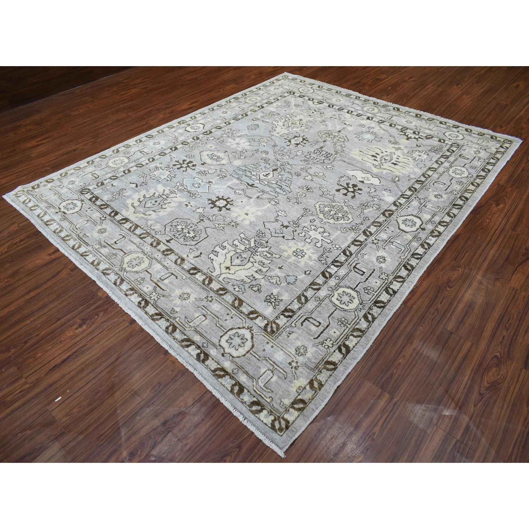 Oushak-And-Peshawar-Hand-Knotted-Rug-350345