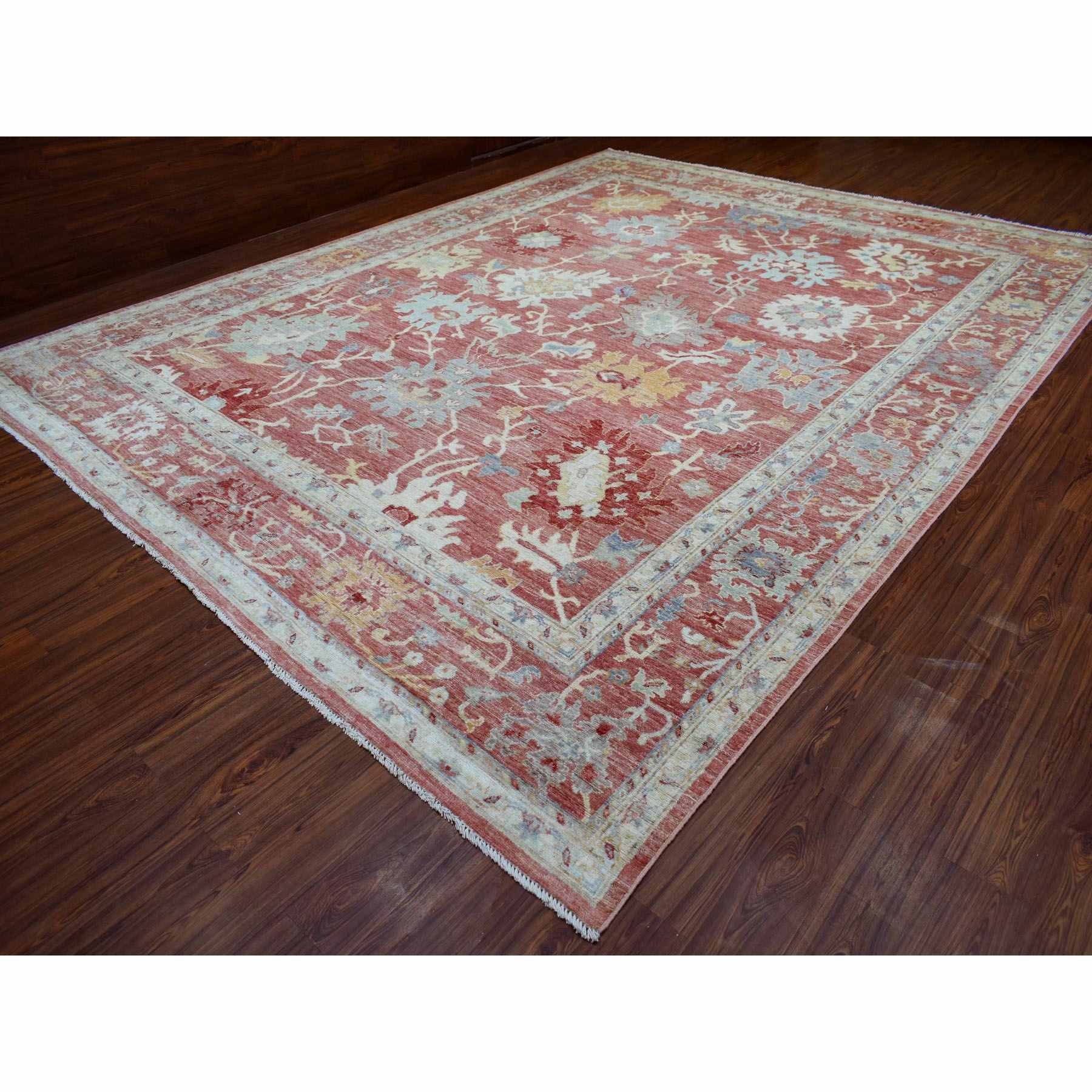 Oushak-And-Peshawar-Hand-Knotted-Rug-350700