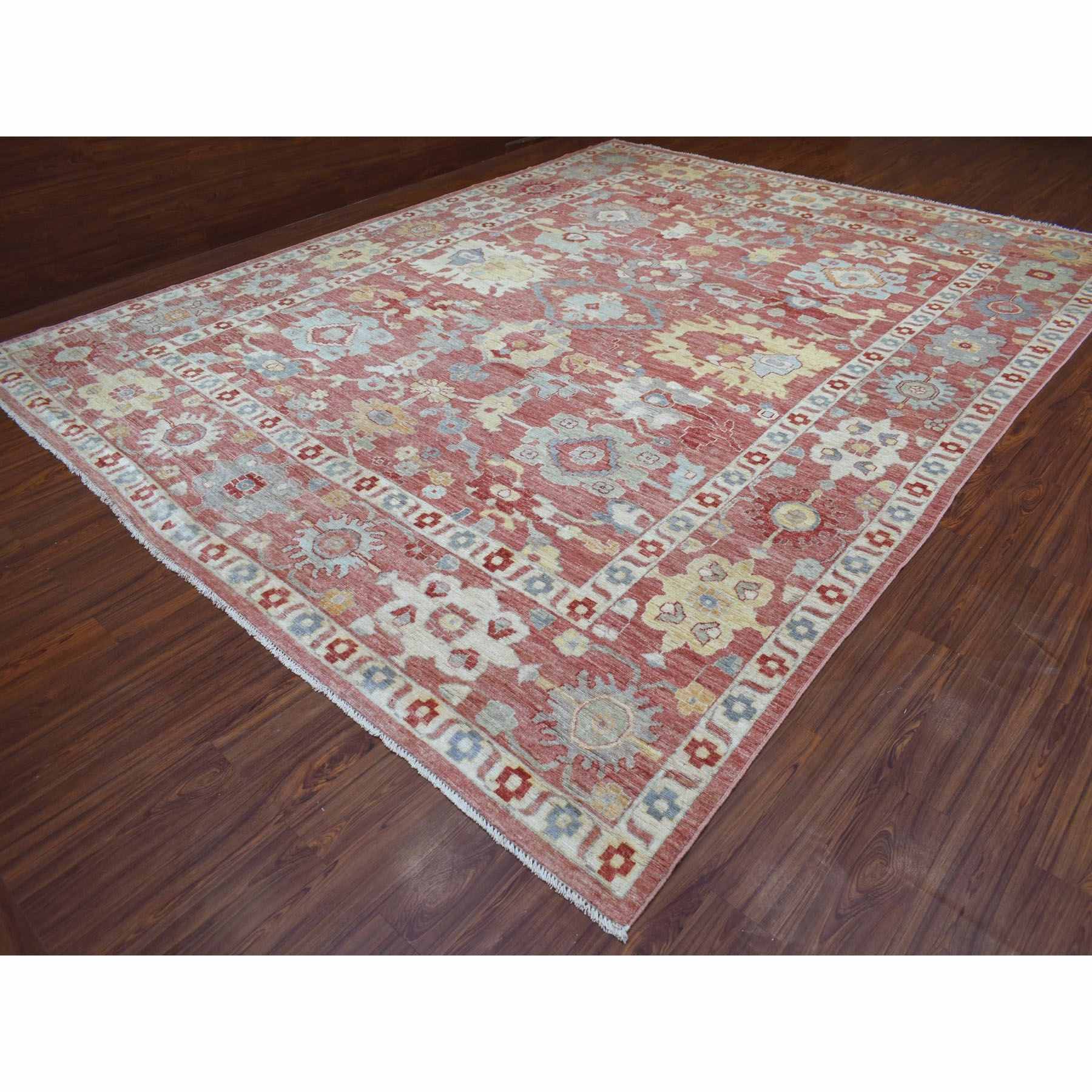 Oushak-And-Peshawar-Hand-Knotted-Rug-350970
