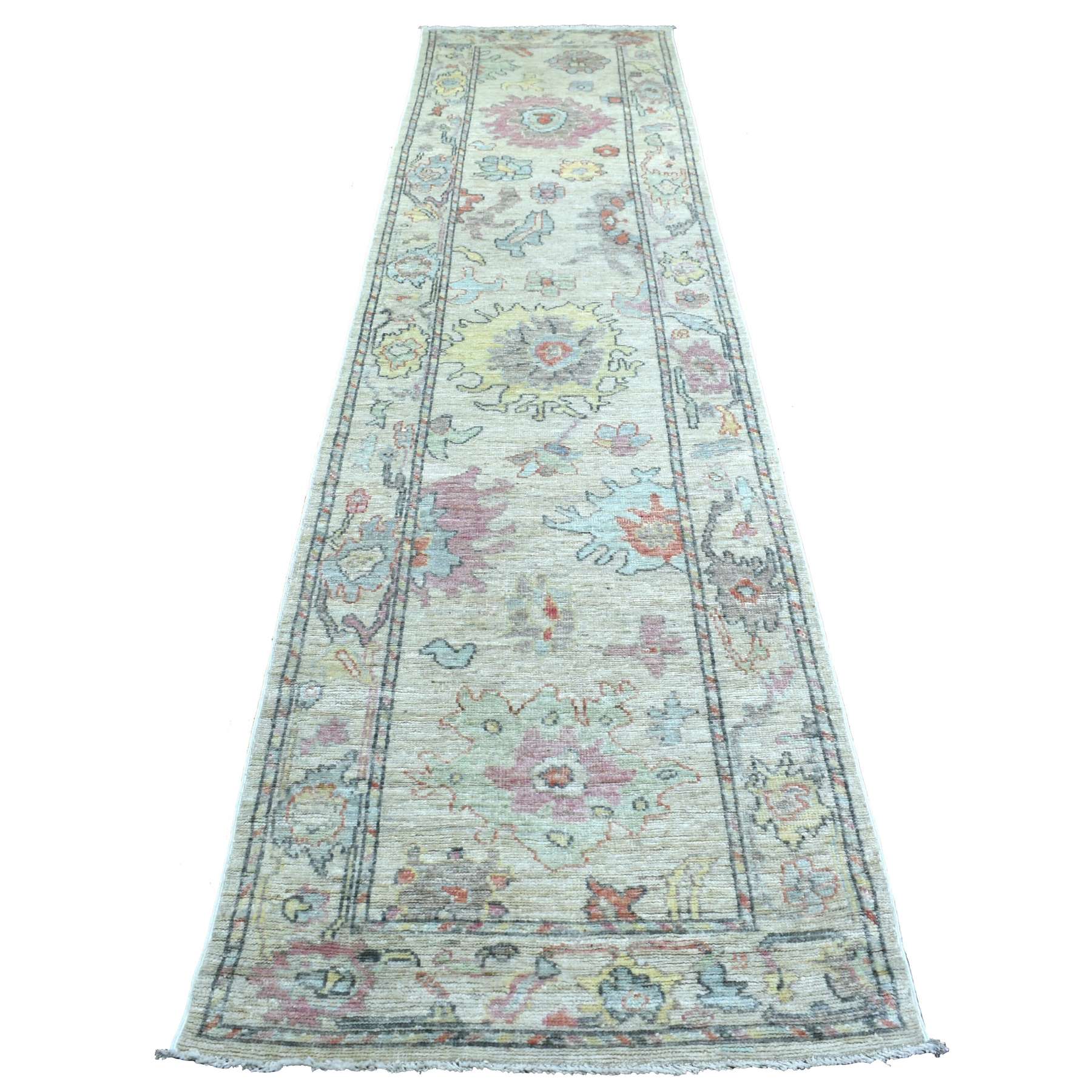 Oushak-And-Peshawar-Hand-Knotted-Rug-352470