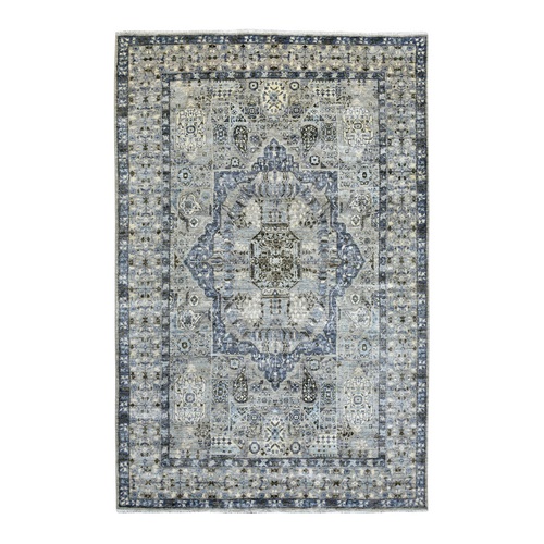 Gray Afghan Peshawar with Mamluk Design Soft and Pliable Wool Hand Knotted Oriental 