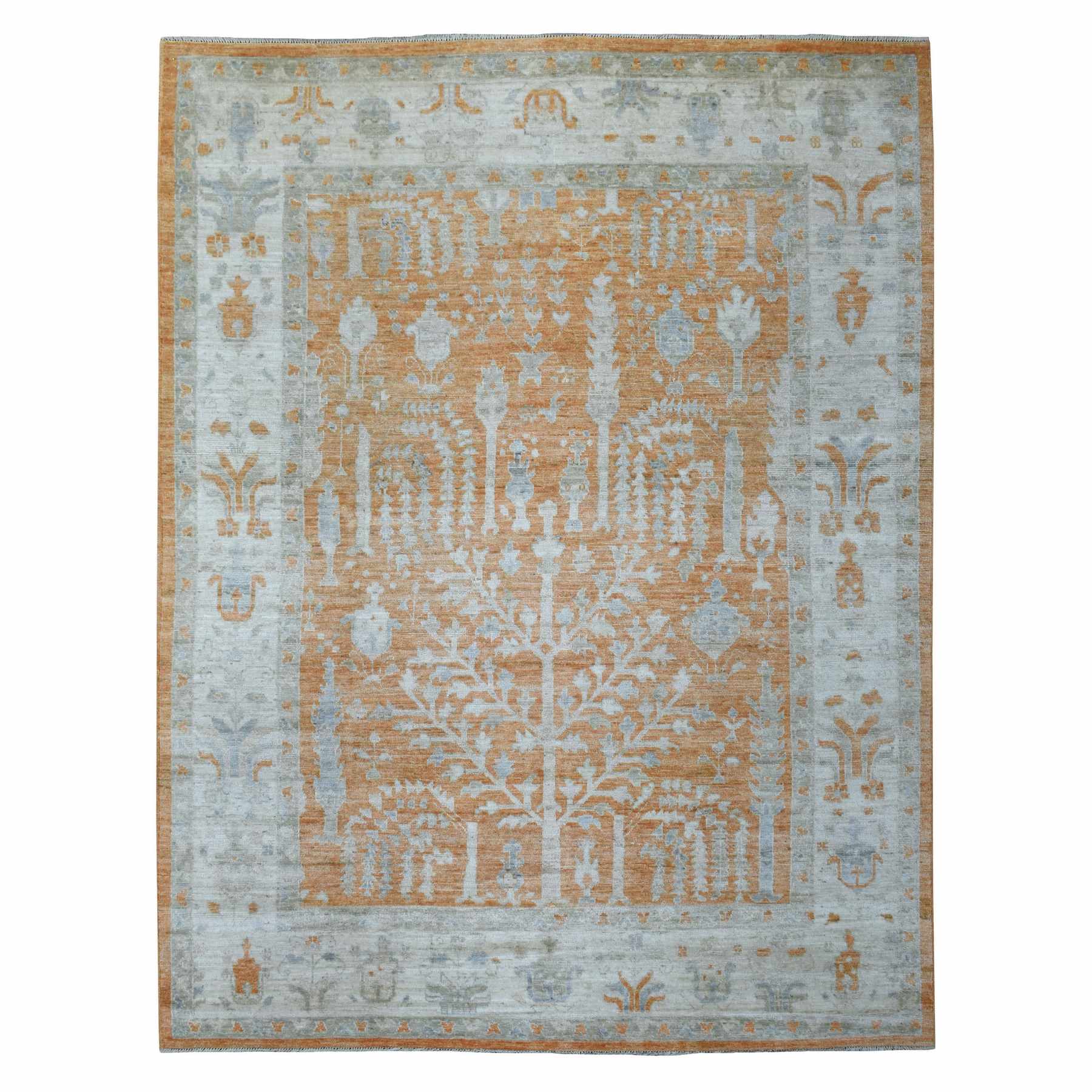 Oushak-And-Peshawar-Hand-Knotted-Rug-352875