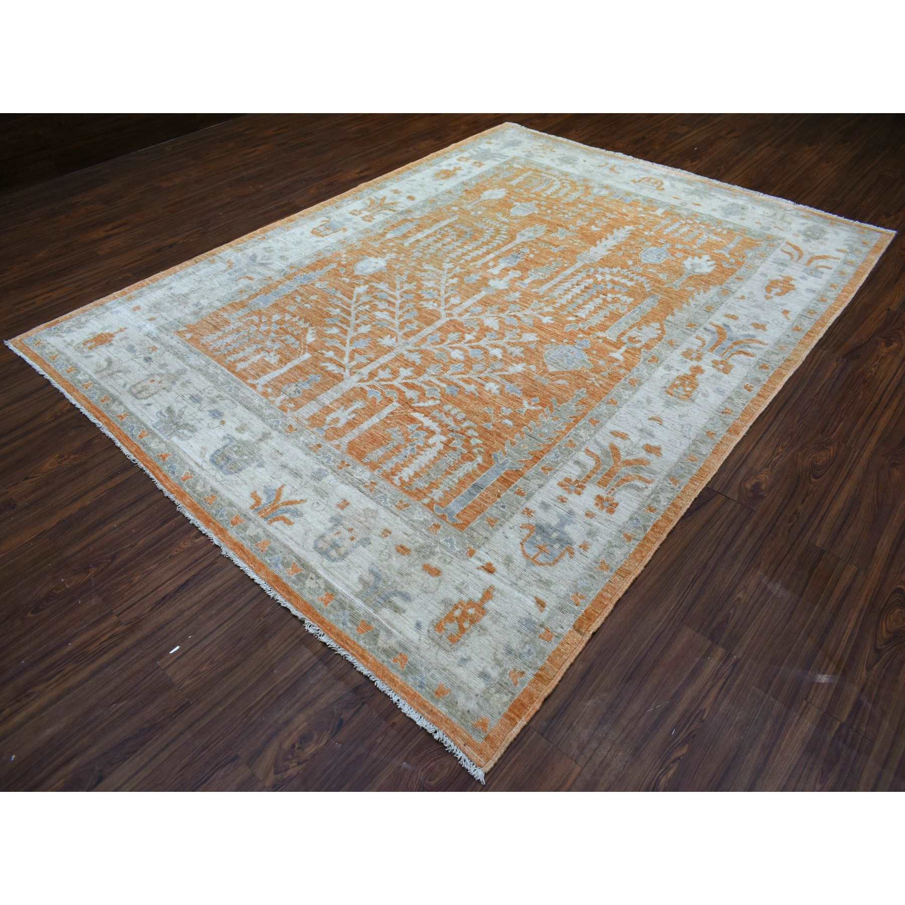 Oushak-And-Peshawar-Hand-Knotted-Rug-352875