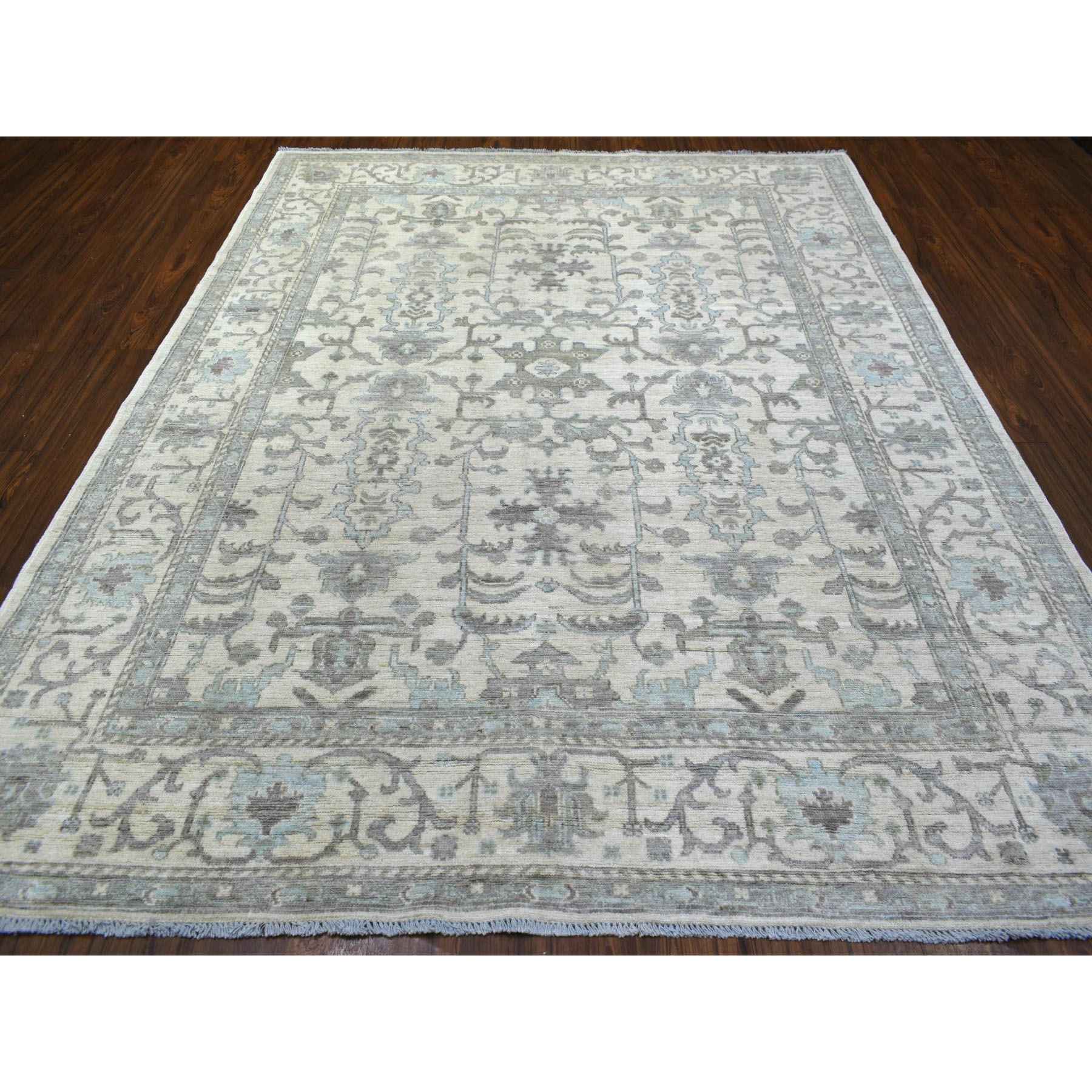 Oushak-And-Peshawar-Hand-Knotted-Rug-354300