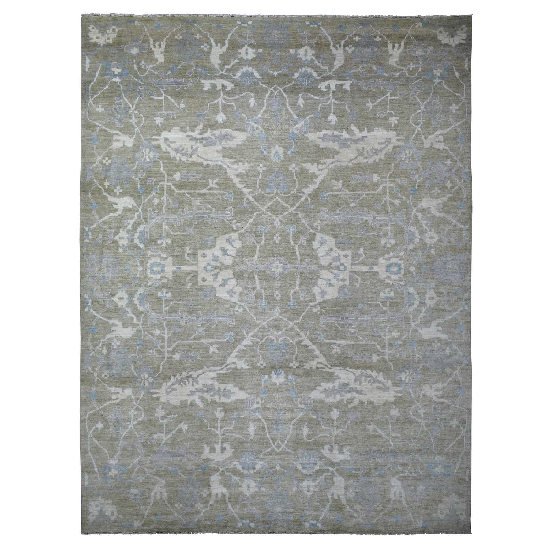 Oushak-And-Peshawar-Hand-Knotted-Rug-354995