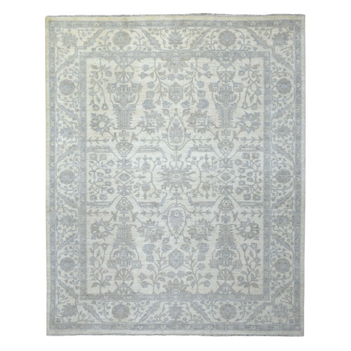 Ivory, White Wash Peshawar, Soft Wool Natural Dyes Hand Knotted, Oriental Rug