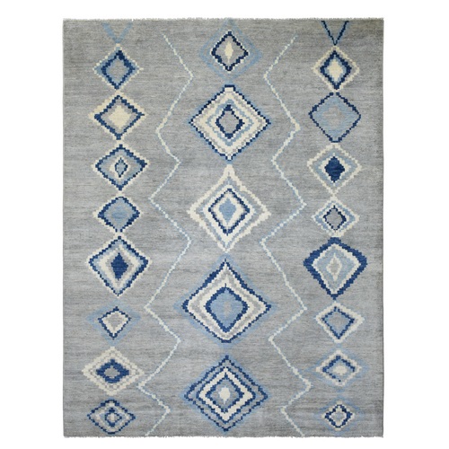 Gray, Moroccan Berber with Boujaad Design, Hand Knotted, Organic Wool, Natural Dyes, Oriental Rug