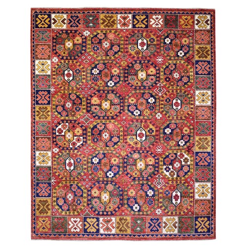 Brick Red, Afghan Ersari with Elephant Feet Design, Extra Soft Wool Natural Dyes, Densely Woven Hand Knotted, Oriental 