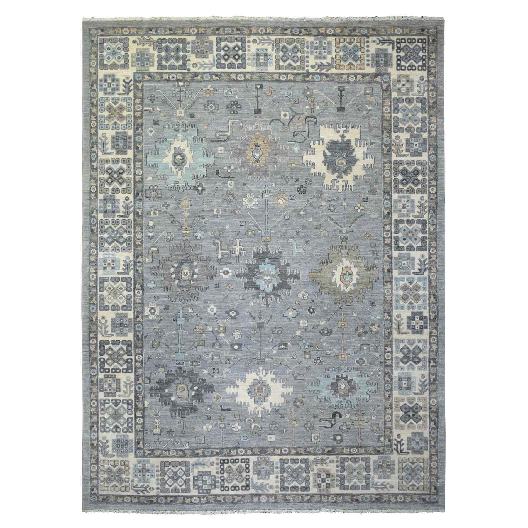 Oushak-And-Peshawar-Hand-Knotted-Rug-357255