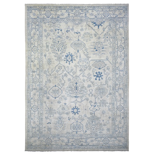 Ivory, Afghan Angora Oushak All Over Design, Soft Wool, Natural Dyes, Hand Knotted, Oversized Oriental 