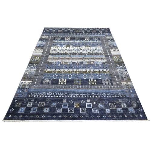 Shades of Gray, Afghan Kashkuli Gabbeh with Pictorial Design, Hand Knotted Soft and Silky Wool Oriental 