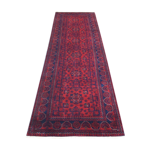 Deep and Rich Red, Afghan Khamyab with Tribal Medallion Design, Soft and Shiny Wool, Natural Dyes, Hand Knotted, Runner Oriental 