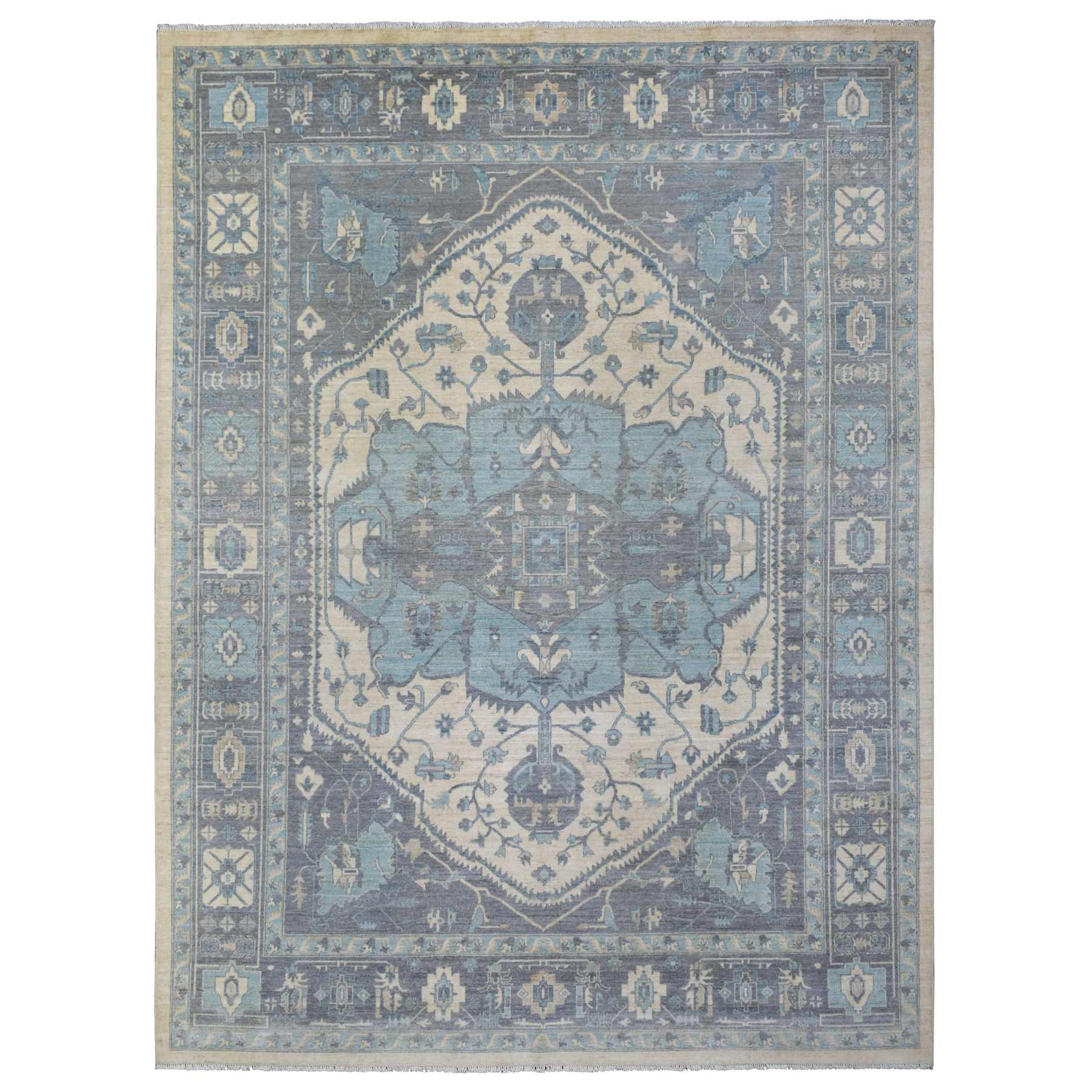 Oushak-And-Peshawar-Hand-Knotted-Rug-358095