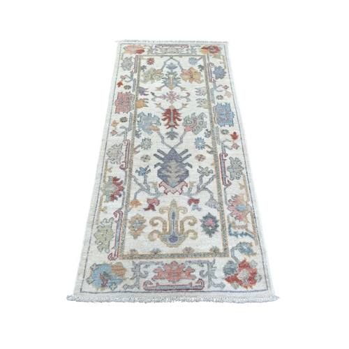 Ivory, Afghan Angora Oushak Natural Dyes, Soft and Supple Wool Hand Knotted, Oriental Rug