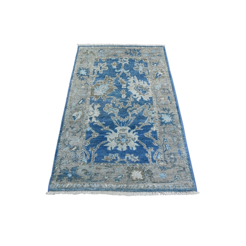 Denim Blue, Soft and Supple Wool Hand Knotted, Afghan Angora Oushak Natural Dyes, Oriental Rug