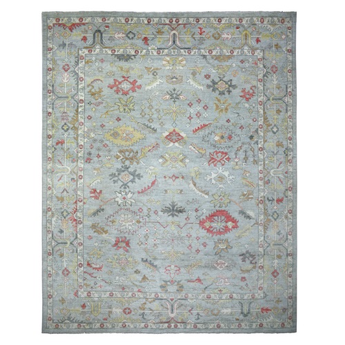 Gray, Afghan Angora Oushak Natural Dyes, Soft Wool Hand Knotted, Oversized Oriental Rug