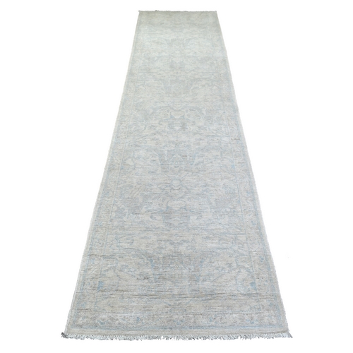 Ivory Milk Wash Peshawar, Pure Wool Natural Dyes Hand Knotted, Oriental Runner Rug