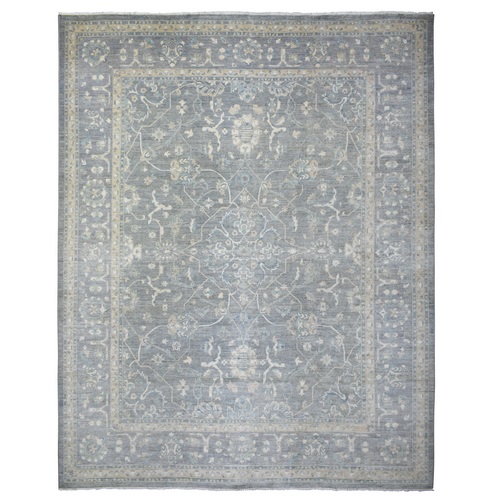 Light Gray, Fine Peshawar with All Over Design Densely Woven, Soft Wool Hand Knotted, Oversized Oriental 
