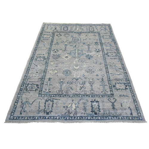 Ivory Angora Ushak Flowing And Open Design Natural Dyes, Afghan Wool Hand Knotted Oriental Rug