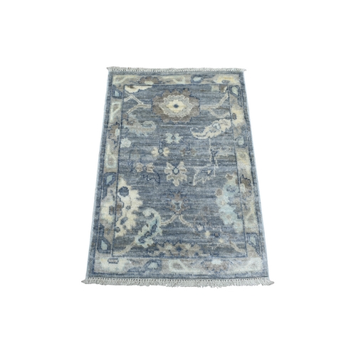 Charcoal Gray Angora Oushak Bold Colors With Leaf Design Natural Dyes, Afghan Wool Hand Knotted Mat Oriental Rug