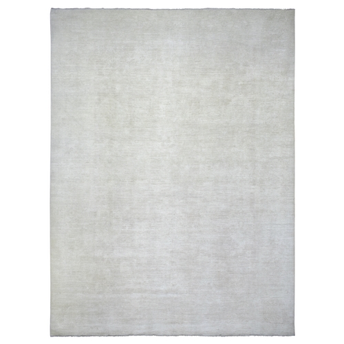 Ivory Natural Dyes White Wash Peshawar, Pure Wool Hand Knotted, Oriental Rug