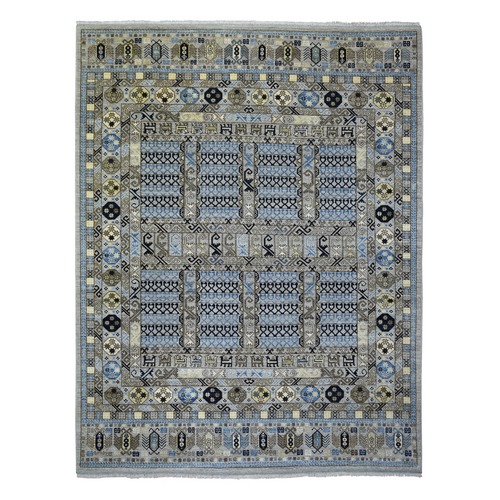 Gray, Afghan Ersari with Hutchlu Design, Natural Dyes Dense Weave, Soft Wool Hand Knotted, Oriental Rug