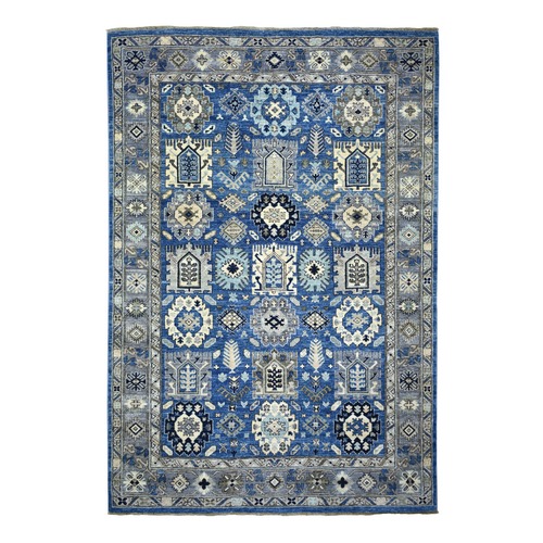 Navy Blue, Afghan Ersari with Large Elements, Vegetable Dyes Dense Weave, Pure Wool Hand Knotted, Oriental Rug