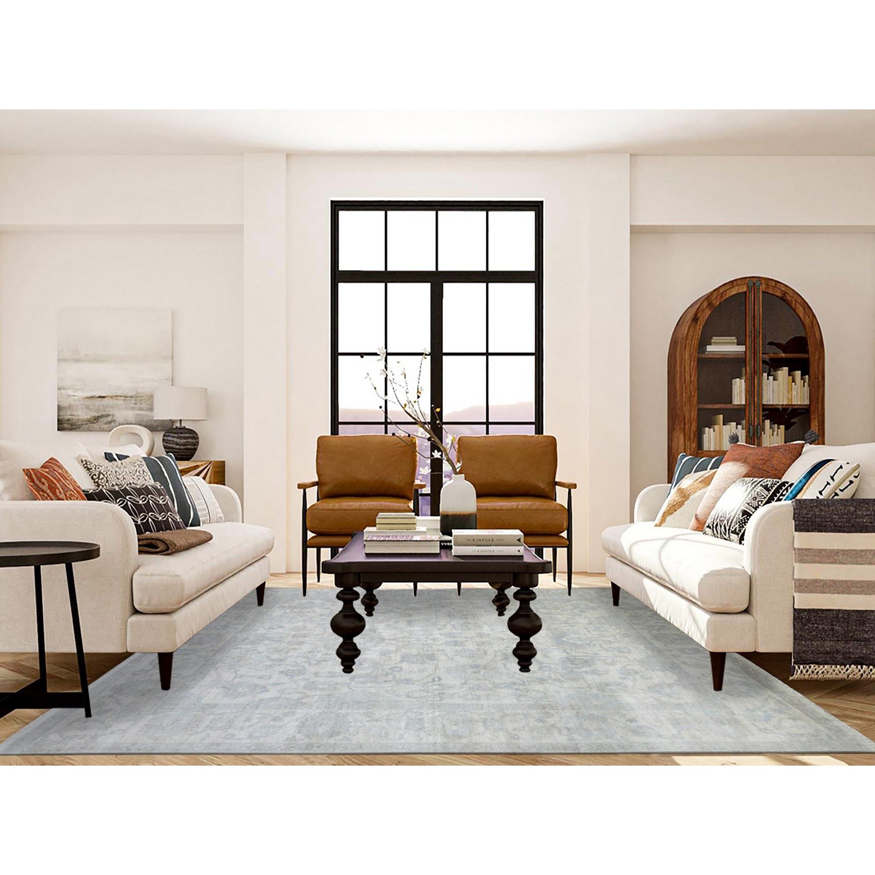 Oushak-And-Peshawar-Hand-Knotted-Rug-360420