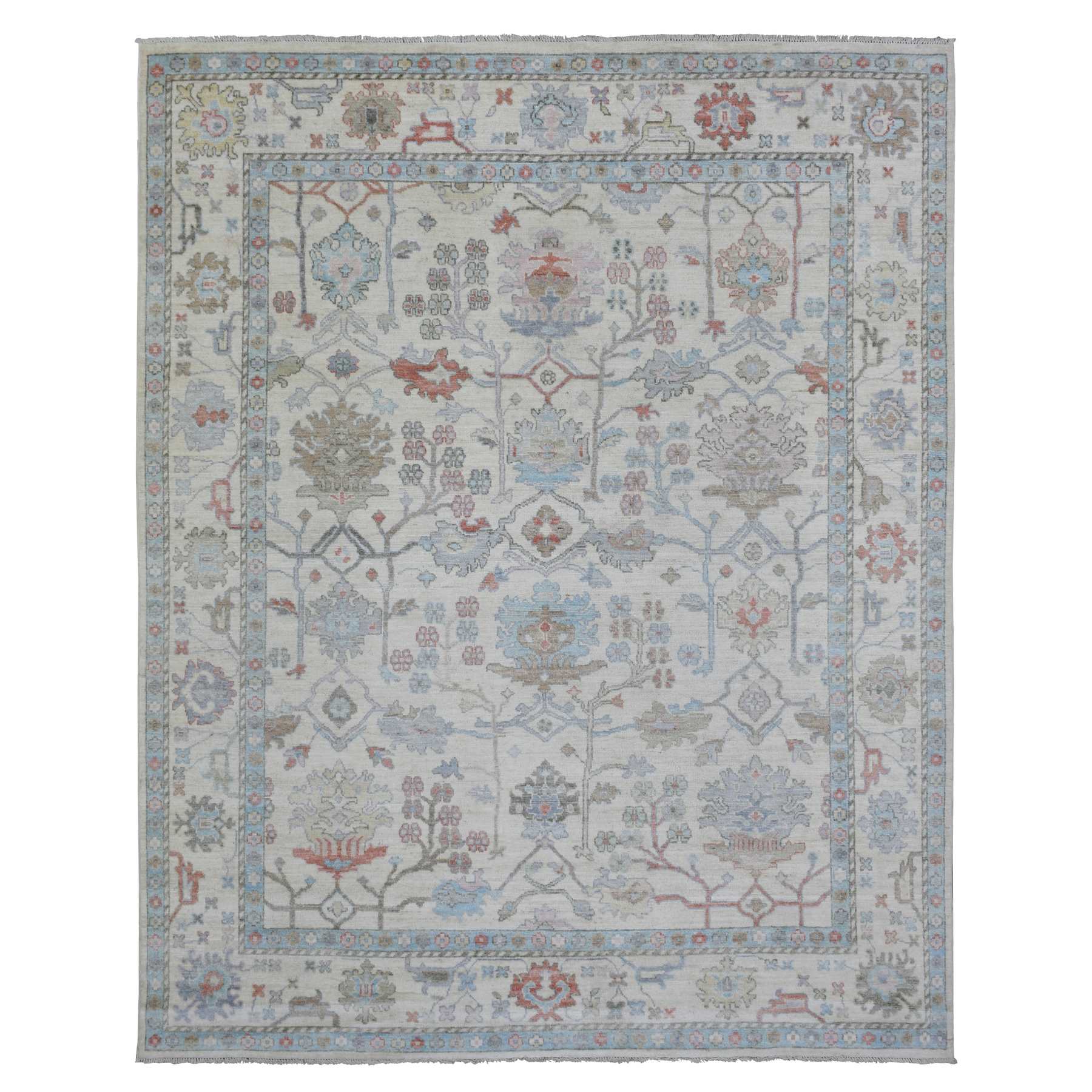 Oushak-And-Peshawar-Hand-Knotted-Rug-361755