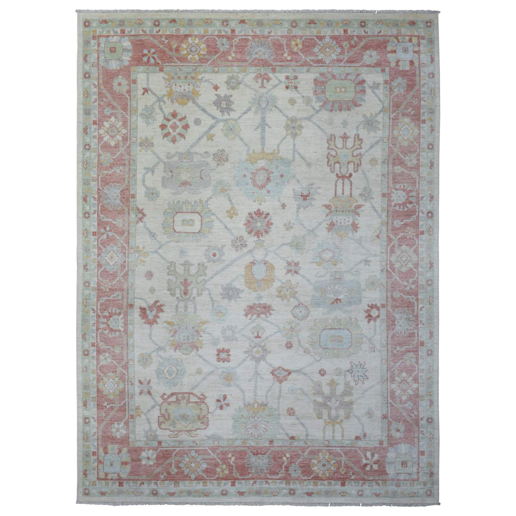 Oushak-And-Peshawar-Hand-Knotted-Rug-361780