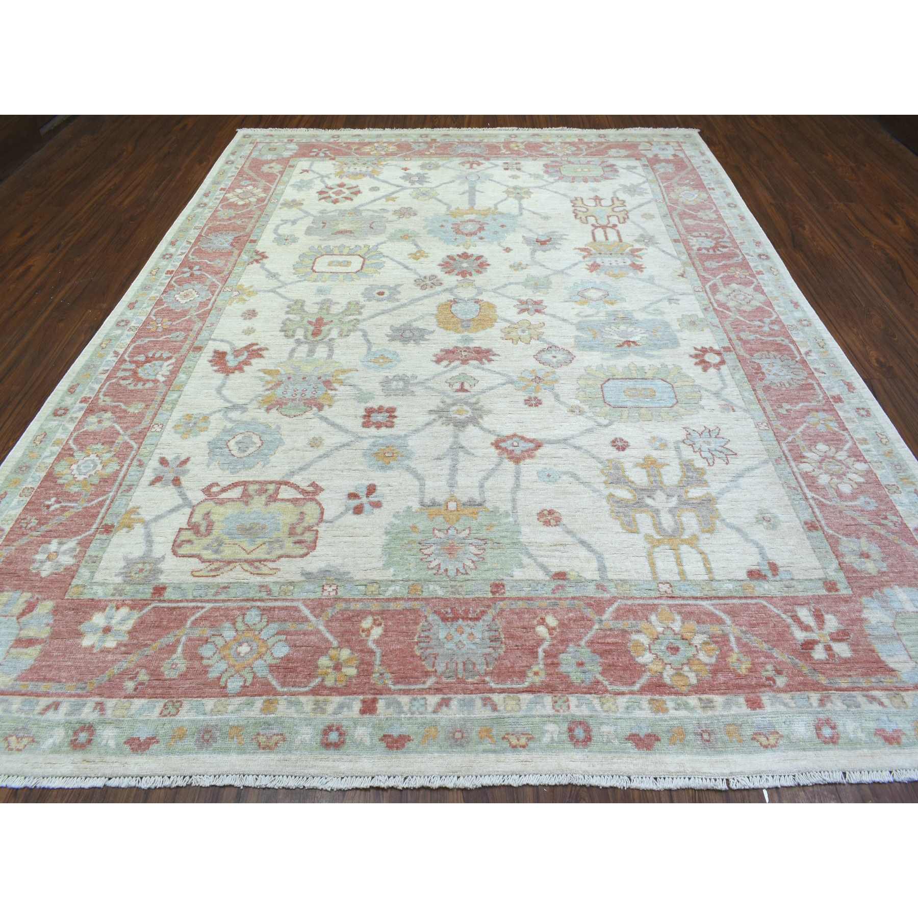 Oushak-And-Peshawar-Hand-Knotted-Rug-361780