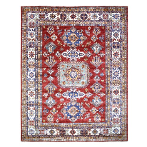 Cherry Red Afghan Super Kazak Natural Dyes Densely Woven, Ghazni Wool Hand Knotted, Oriental Rug
