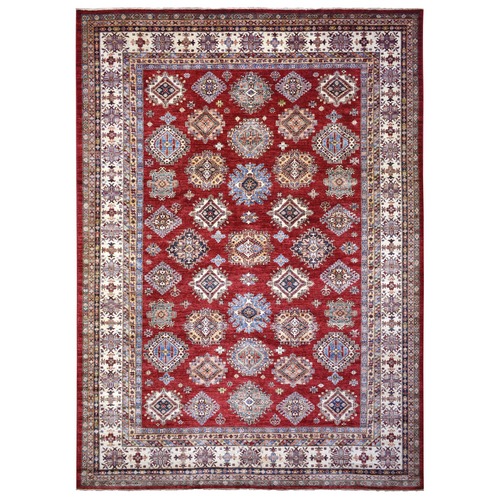 Rich Red Afghan Super Kazak Natural Dyes Densely Woven, Ghazni Wool Hand Knotted, Oriental Rug
