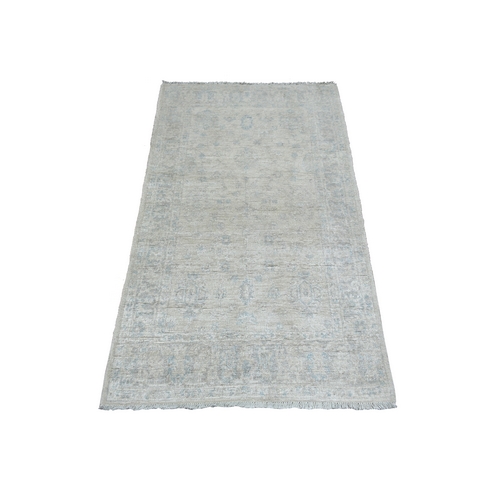 Ivory White Wash Peshawar, Organic Wool Natural Dyes Hand Knotted, Oriental Rug
