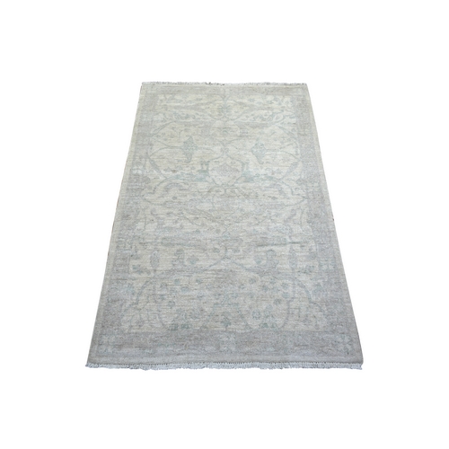 Ivory White Wash Peshawar, Organic Wool Natural Dyes Hand Knotted, Oriental Rug
